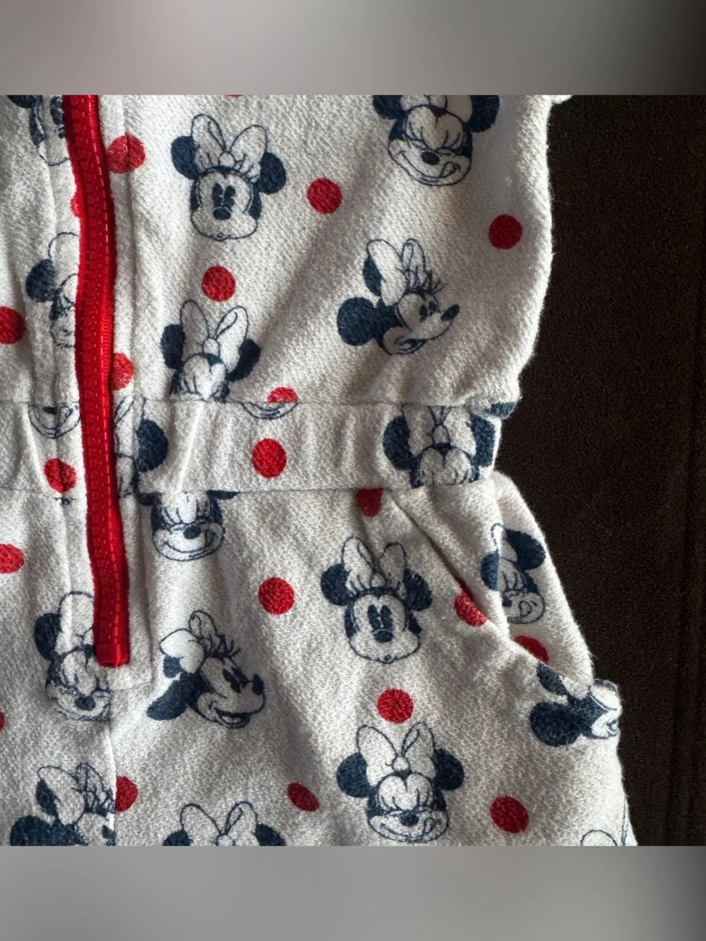 Disney Minnie Mouse Red White and Blue Hooded Swim Cover Up Romper